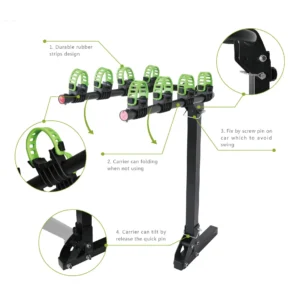 ECM certified 2-bike hitch rack HB-202-4 installed on vehicle showing tilting function