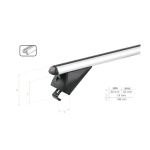 Aerodynamic aluminum oval roof rack bars RB003B-1 installed on vehicle closed roof rails
