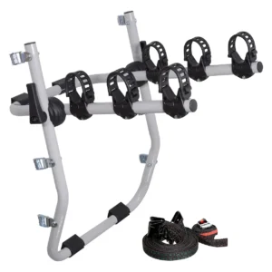 Standalone 3-bike trunk mounted bicycle carrier rack BC004 featuring anti-rust steel tubes